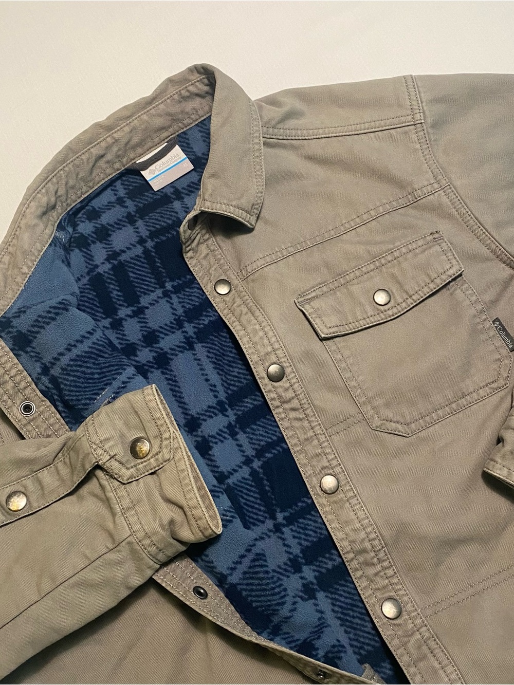 Columbia Log Vista Shirt Jacket Men M Fleece Lined Outdoor Hike Fishing Hunting